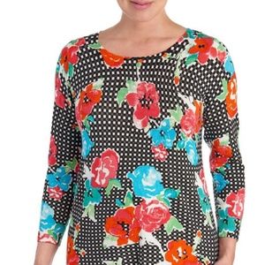 Floral & Check knit sweater Women's Small NWT